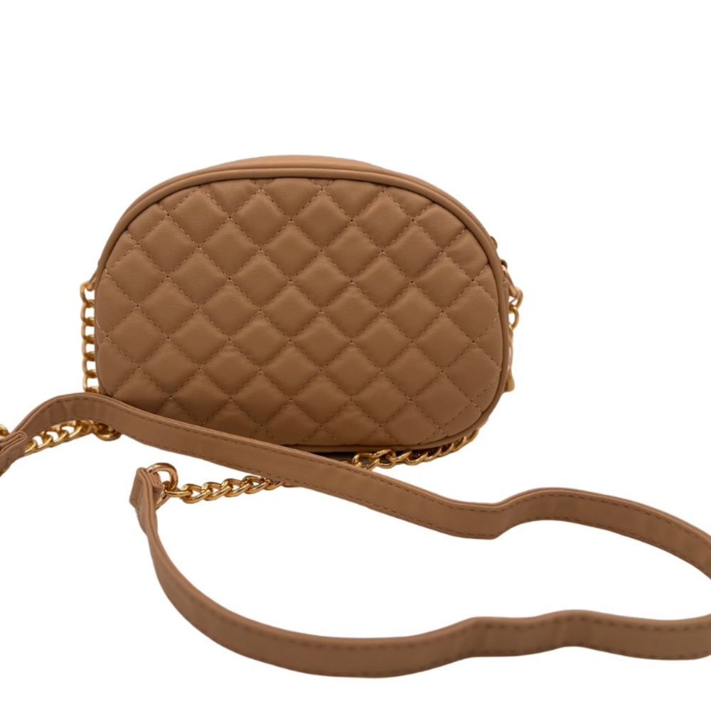 Valentino Orlandi Quilted Tan Crossbody Bag with Gold Chain - Picture 4 of 8